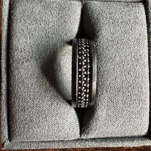 David Yurman Streamline Two Row Band Ring w/ Black Diamonds - Size 10 - Picture 8 of 16